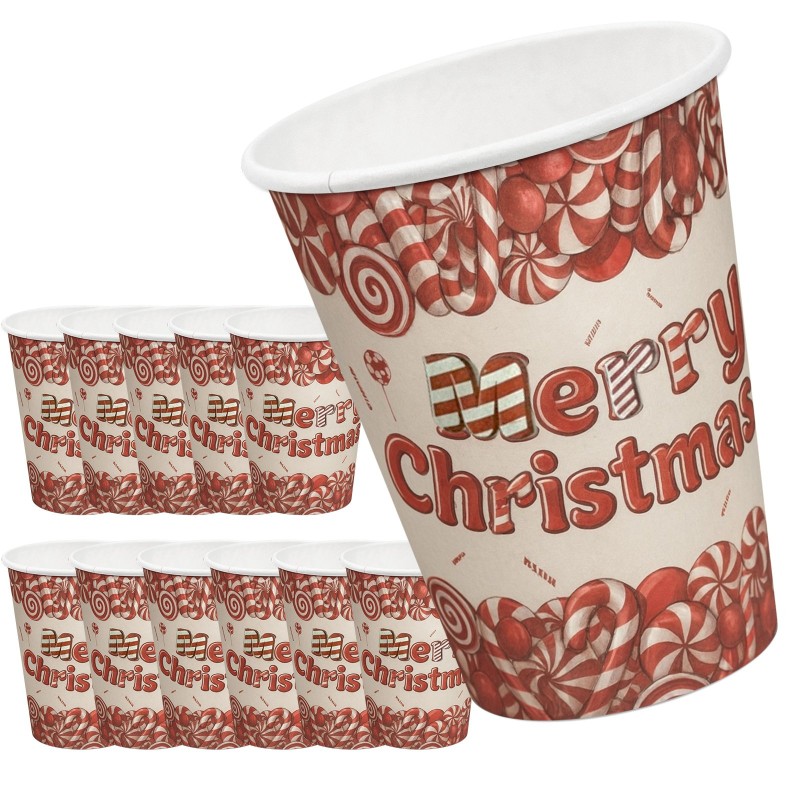 Kubeczki papierowe świąteczne 270ml 12 sztuk