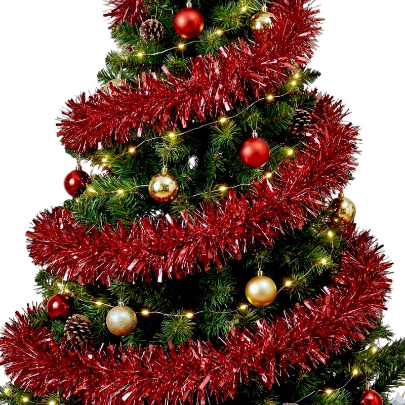 Łańcuch choinkowy czerwony 185cm