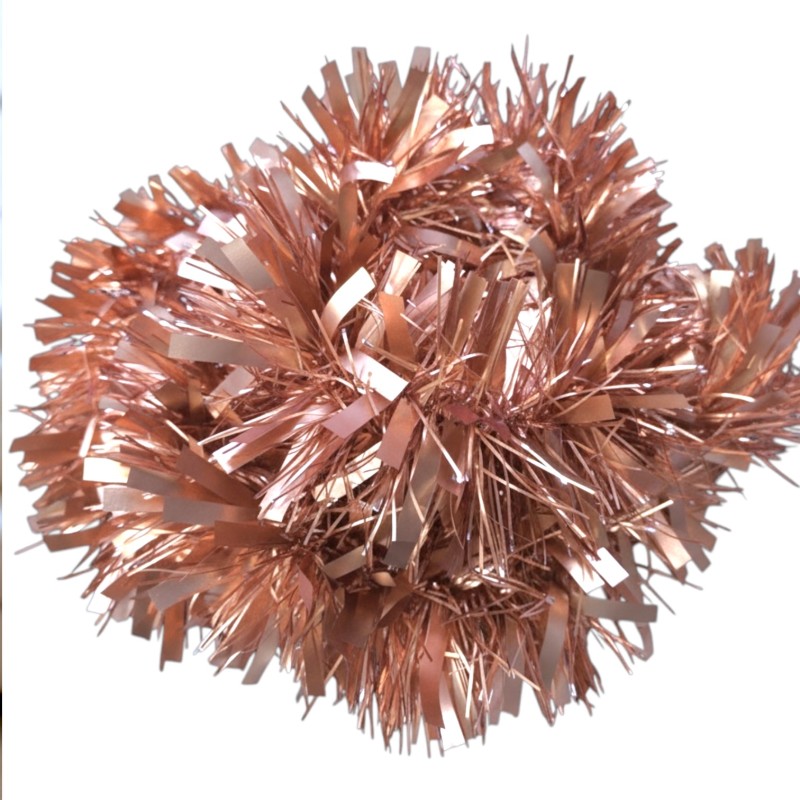 Łańcuch choinkowy 195cm różowe złoto z srebrnym wykończeniem