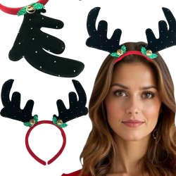 Aksamitna Opaska Renifer z Rogami i Dzwoneczkami Jelonek