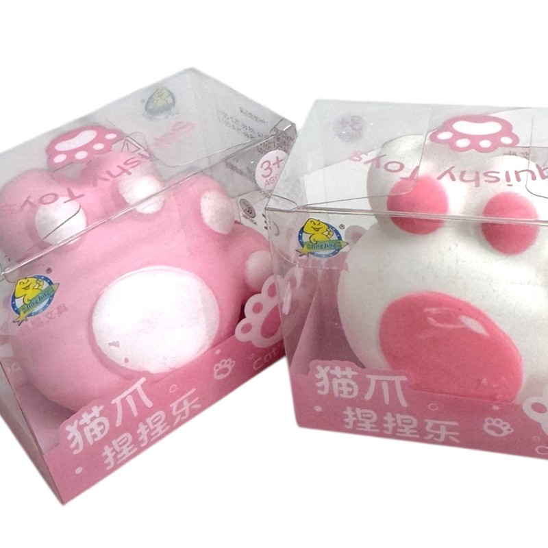Gniotek kocia łapka Squishy różowa i biała 8x7x5cm