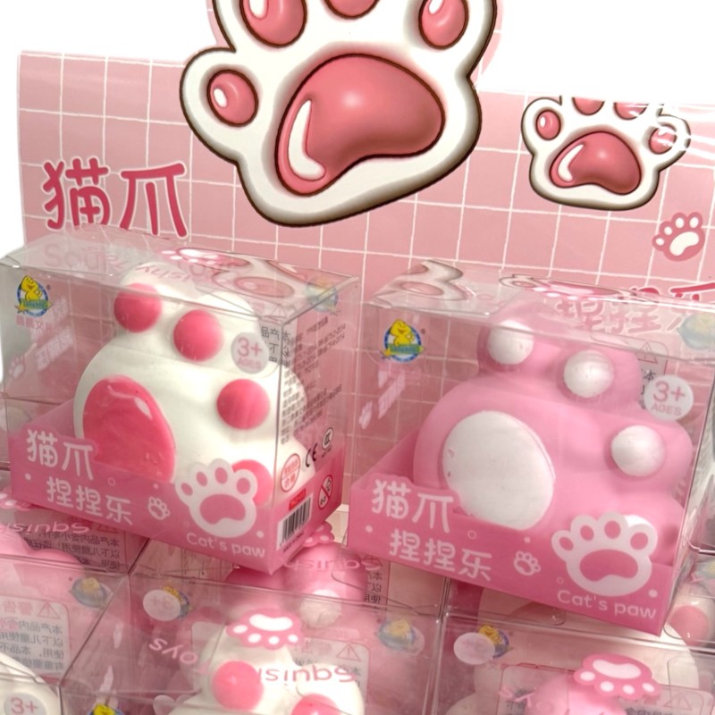 Gniotek kocia łapka Squishy różowa i biała 8x7x5cm