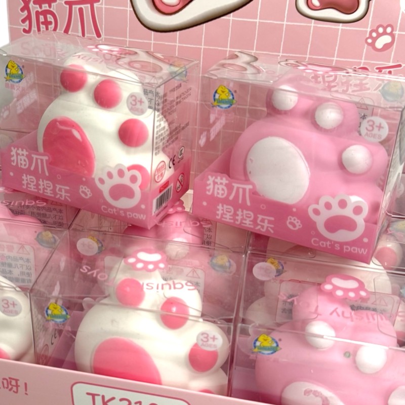 Gniotek kocia łapka Squishy różowa i biała 8x7x5cm