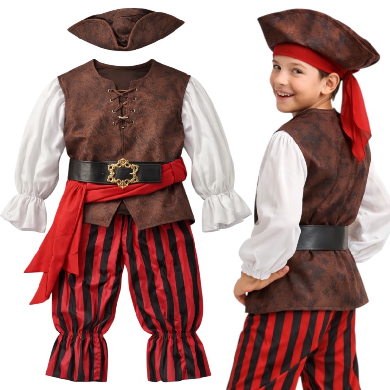 Kostium pirat z kapeluszem i dodatkami