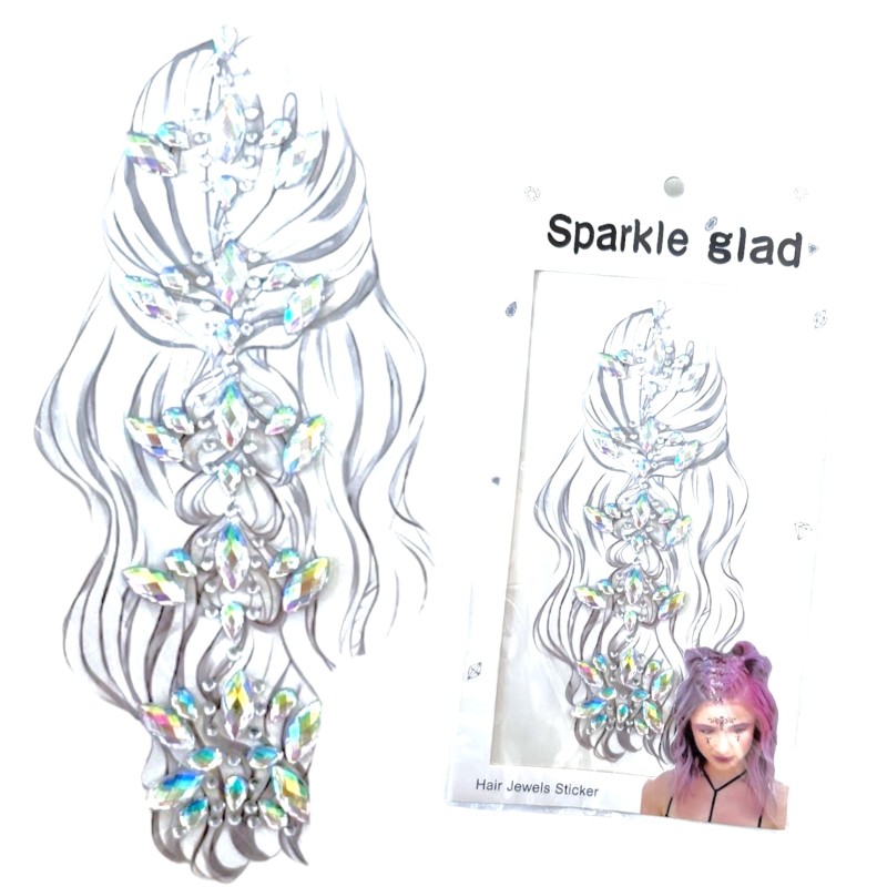 Kryształki naklejki do włosów i ciała, 1 szt.