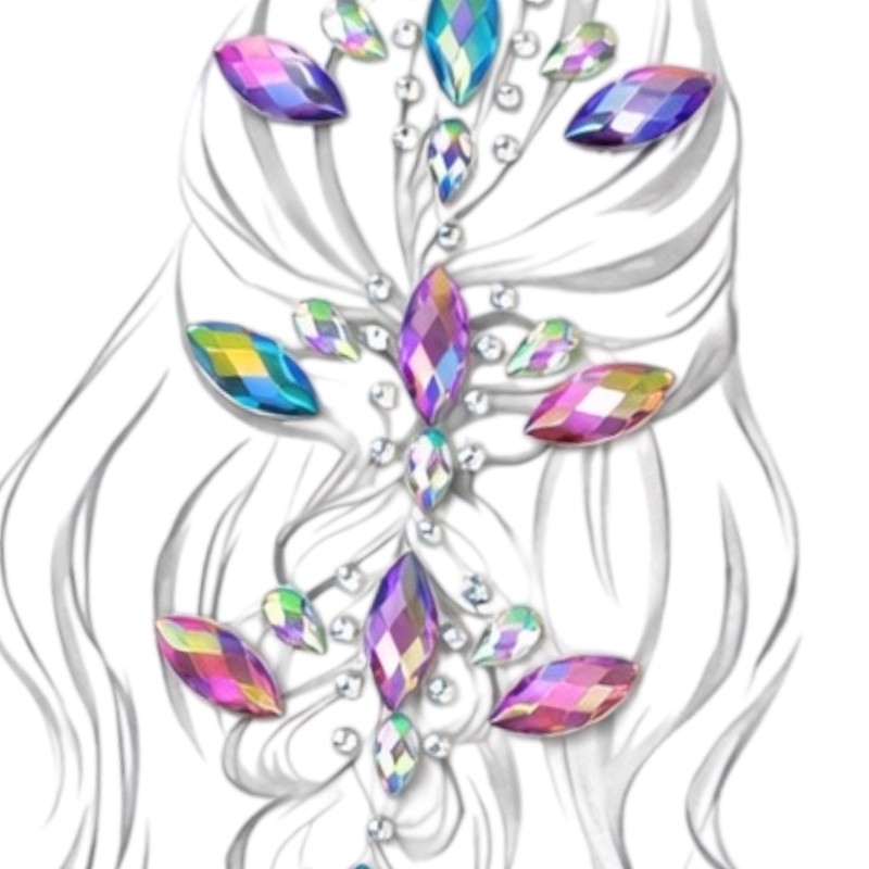 Kryształki naklejki do włosów i ciała, 1 szt.