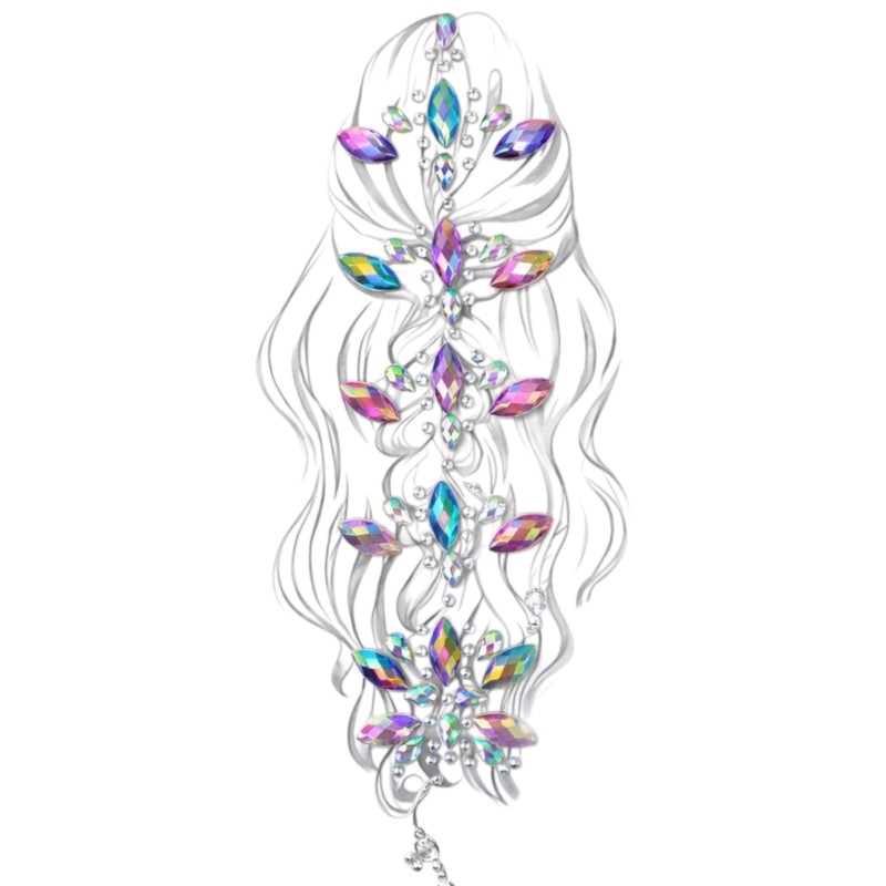 Kryształki naklejki do włosów i ciała, 1 szt.