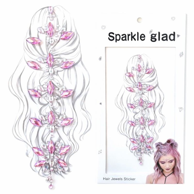Kryształki naklejki do włosów i ciała, 1 szt.