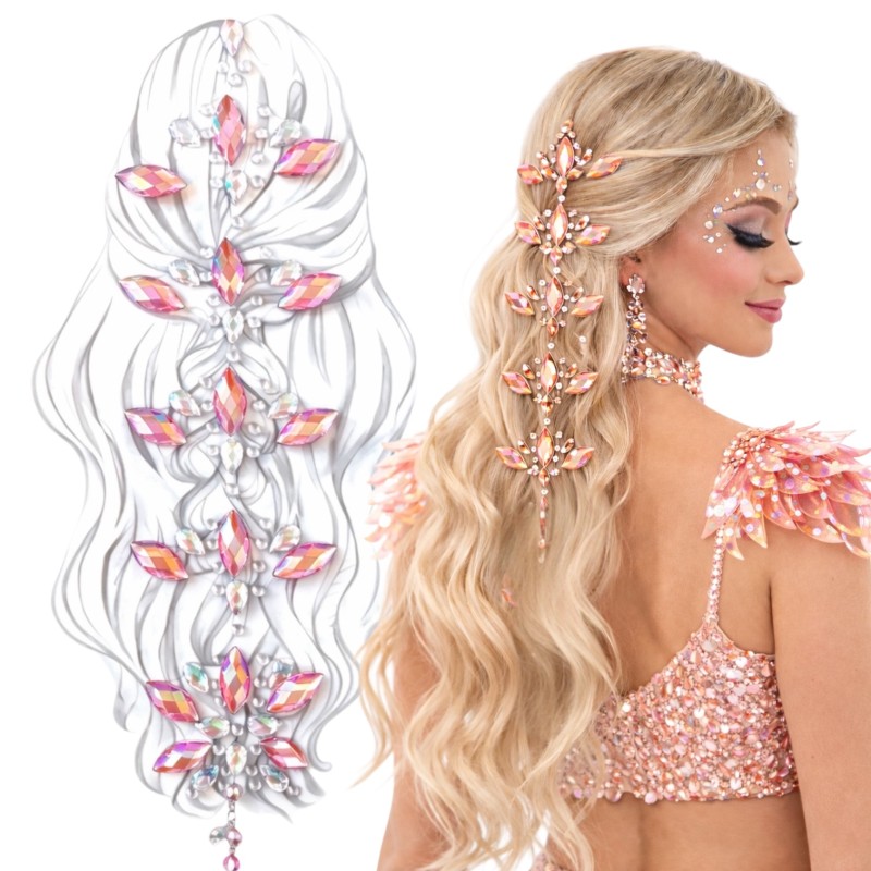 Kryształki naklejki do włosów i ciała, 1 szt.