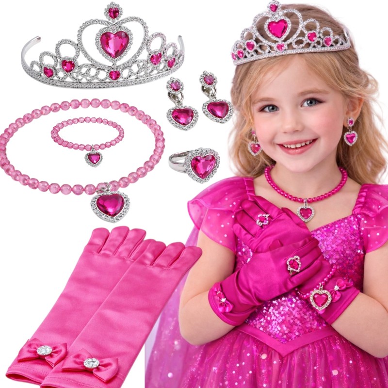 Zestaw biżuterii księżniczki z różową koroną