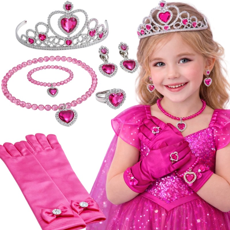 Zestaw biżuterii księżniczki z różową koroną