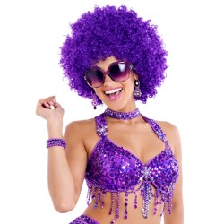 Peruka afro fioletowa kręcone włosy imprezowe