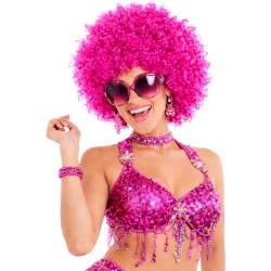 Peruka afro różowa neon fuksja