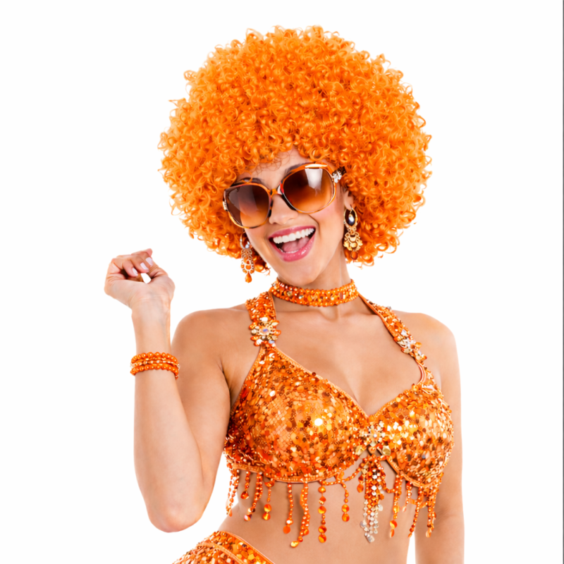 Peruka afro pomarańczowa DISCO