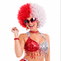 Peruka Afro Biało-Czerwona na Imprezę i Kibicowanie