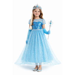 Strój Księżniczka Elsa z Akcesoriami 4 el.