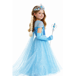 Strój Księżniczka Elsa z Akcesoriami 4 el.