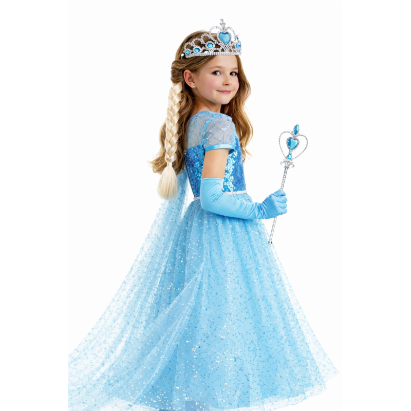 Strój Księżniczka Elsa z Akcesoriami 4 el.