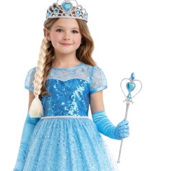 Strój Księżniczka Elsa z Akcesoriami 4 el.