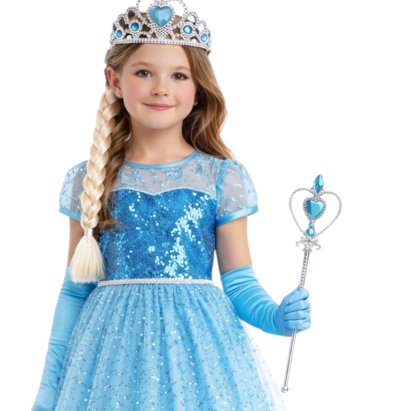 Strój Księżniczka Elsa z Akcesoriami 4 el.