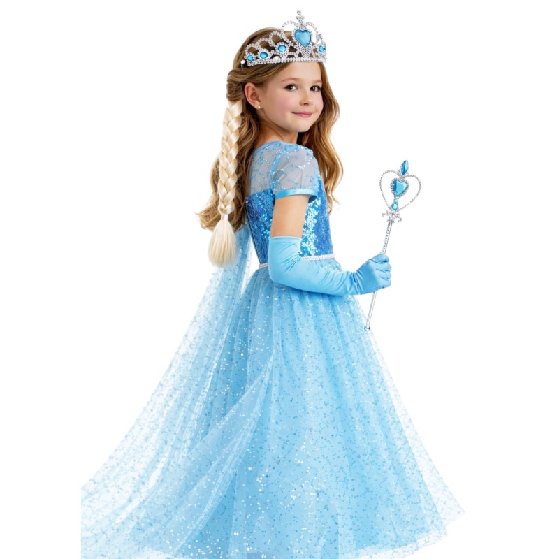 Strój Księżniczka Elsa z Akcesoriami 4 el.