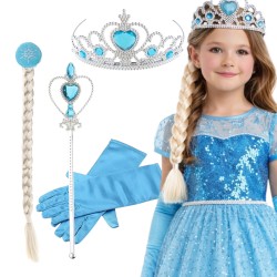 Strój Księżniczka Elsa z Akcesoriami 4 el.