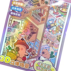 Układanka Wyklejanka Domki Scenki Kreatywne 3D antystresowa naklejki pęseta Kapibara