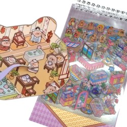 Układanka Wyklejanka Domki Scenki Kreatywne 3D antystresowa naklejki pęseta Kapibara