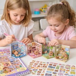 Układanka Wyklejanka Domki Scenki Kreatywne 3D antystresowa naklejki pęseta Kapibara