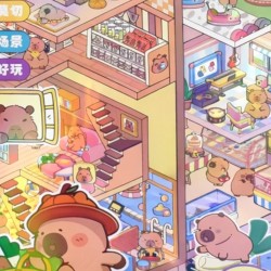 Układanka Wyklejanka Domki Scenki Kreatywne 3D antystresowa naklejki pęseta Kapibara