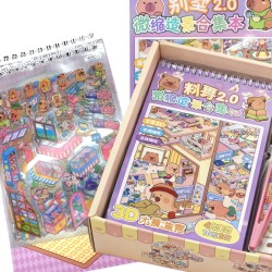 Układanka Wyklejanka Domki Scenki Kreatywne 3D antystresowa naklejki pęseta Kapibara