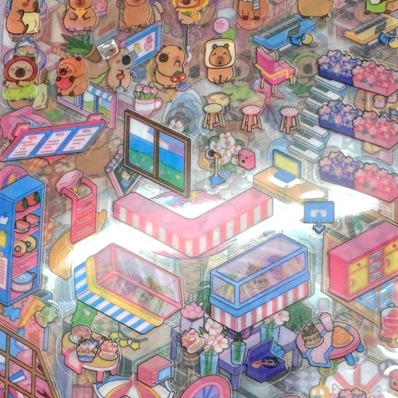 Układanka Wyklejanka Domki Scenki Kreatywne 3D antystresowa naklejki pęseta Kapibara