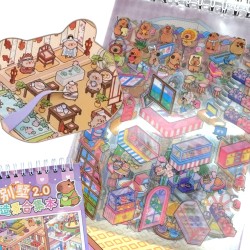 Układanka Wyklejanka Domki Scenki Kreatywne 3D antystresowa naklejki pęseta Kapibara