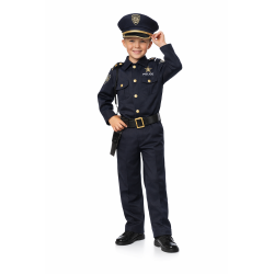 Strój policjanta dla dzieci z czapką i paskiem
