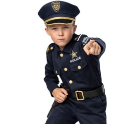 Strój policjanta dla dzieci z czapką i paskiem