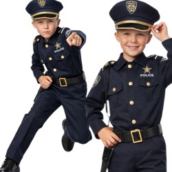 Strój policjanta dla dzieci z czapką i paskiem