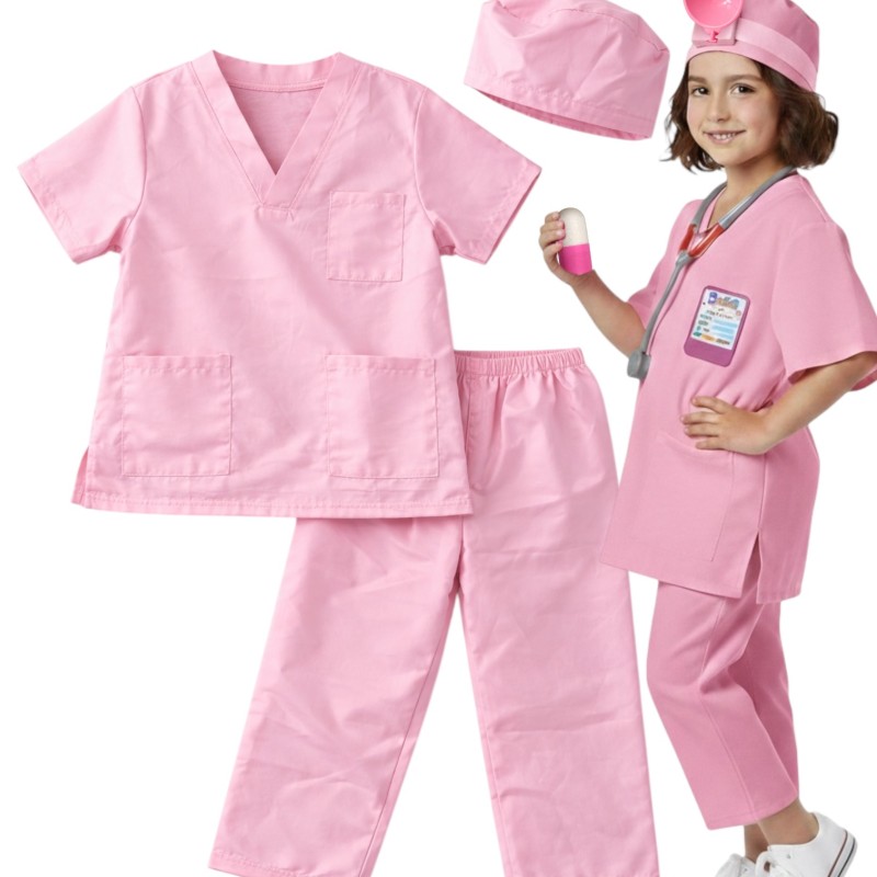 Strój Doktorka dla Dziecka + Akcesoria Lekarskie Różowy