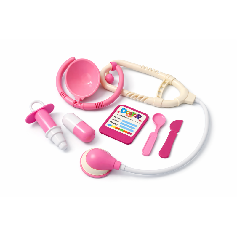 Strój Doktorka dla Dziecka + Akcesoria Lekarskie Różowy