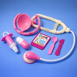 Strój Doktorka dla Dziecka + Akcesoria Lekarskie Różowy