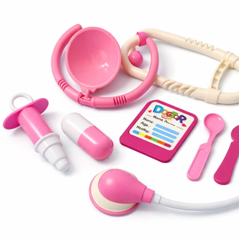 Strój Doktorka dla Dziecka + Akcesoria Lekarskie Różowy