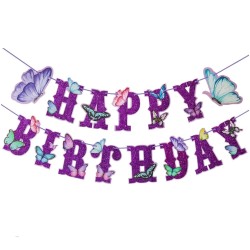 Baner urodzinowy Happy Birthday z motylami