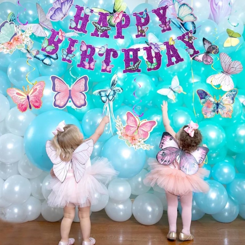 Baner urodzinowy Happy Birthday z motylami