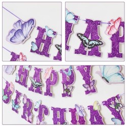 Baner urodzinowy Happy Birthday z motylami