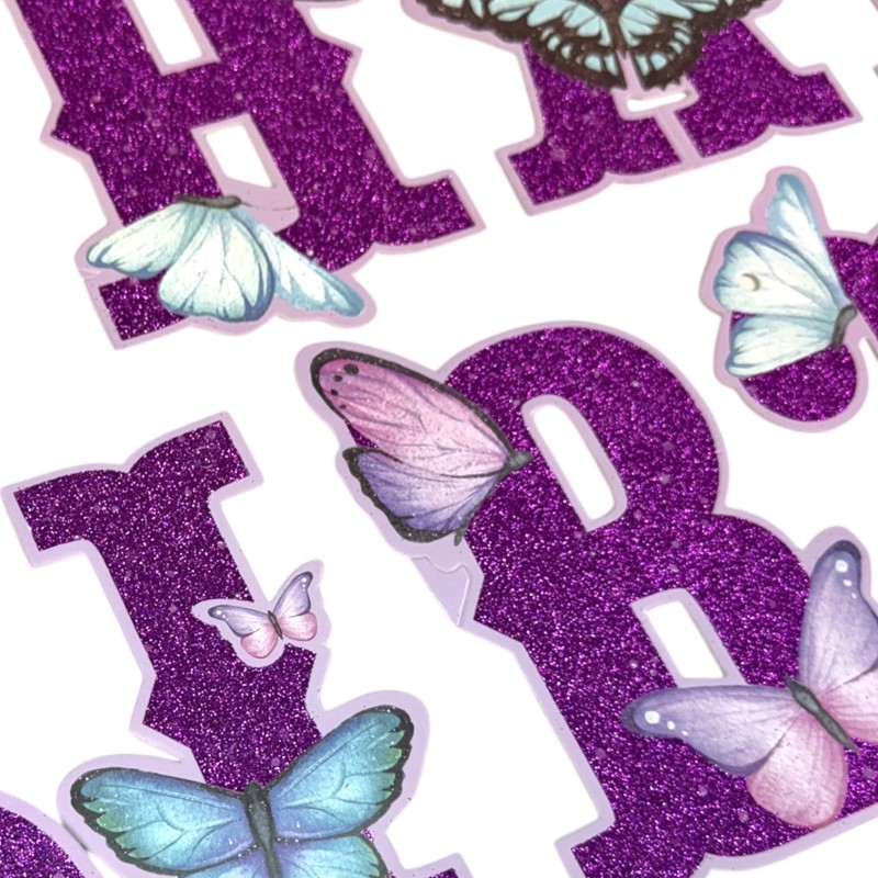 Baner urodzinowy Happy Birthday z motylami