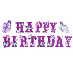 Baner urodzinowy Happy Birthday z motylami