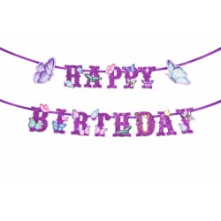 Baner urodzinowy Happy Birthday z motylami