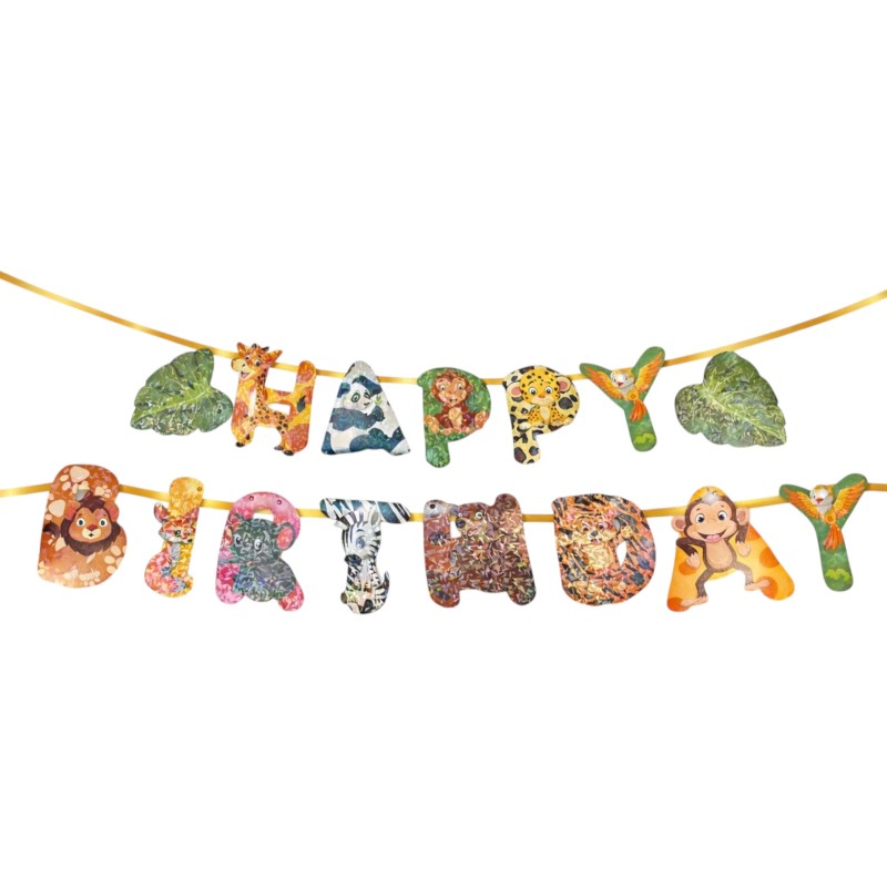 Baner Happy Birthday Forest Party Zwierzątka