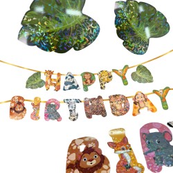Baner Happy Birthday Forest Party Zwierzątka