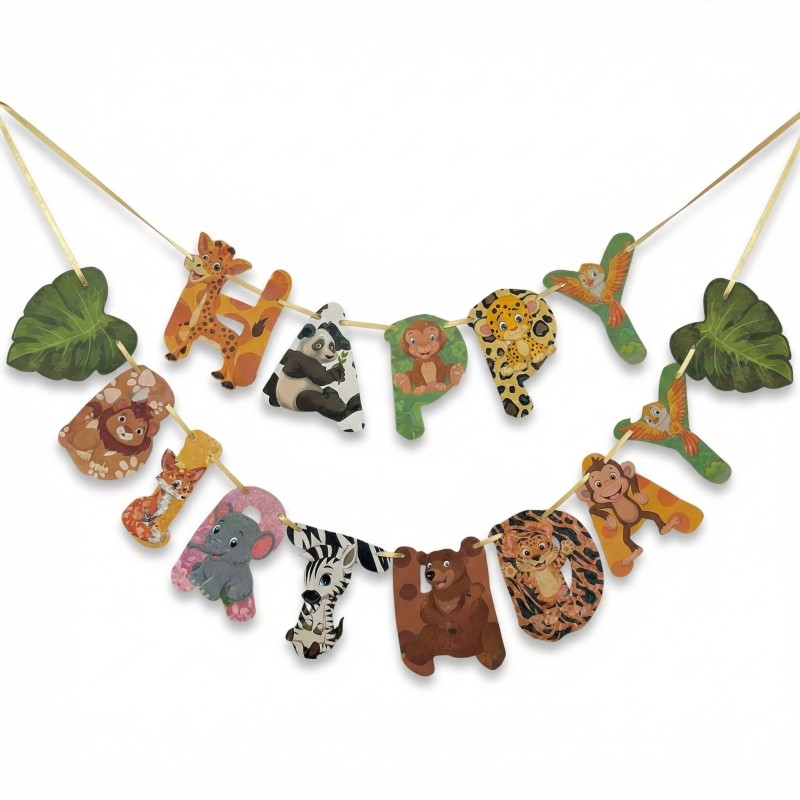 Baner Happy Birthday Forest Party Zwierzątka