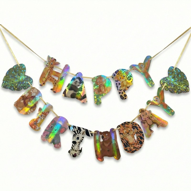 Baner Happy Birthday Forest Party Zwierzątka